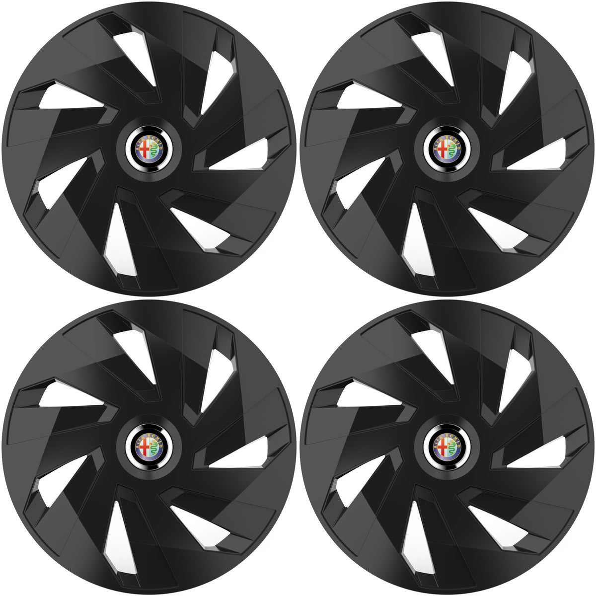 Set 4 capace roti 16 inchi (R16) compatibile ALFA ROMEO, Model Vector Negru