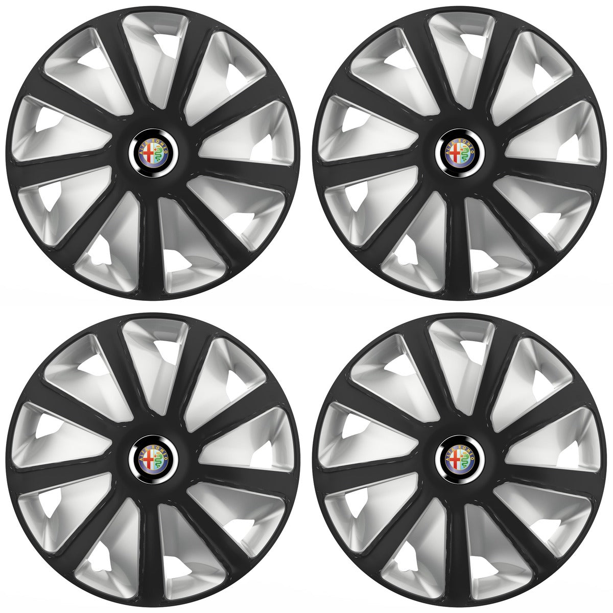 Set 4 capace roti 16 inchi (R16) compatibile ALFA ROMEO, Model Van Negru-Gri