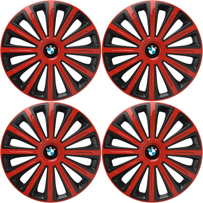 Set 4 capace roti 14 inchi (R14) compatibile BMW, Model Trend Rosu-Negru