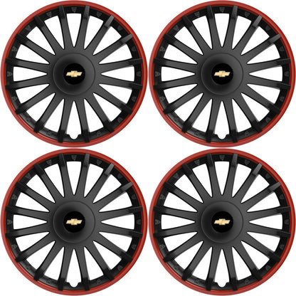 Set 4 capace roti 15 inchi (R15) compatibile CHEVROLET, Model Kristal Negru-Rosu