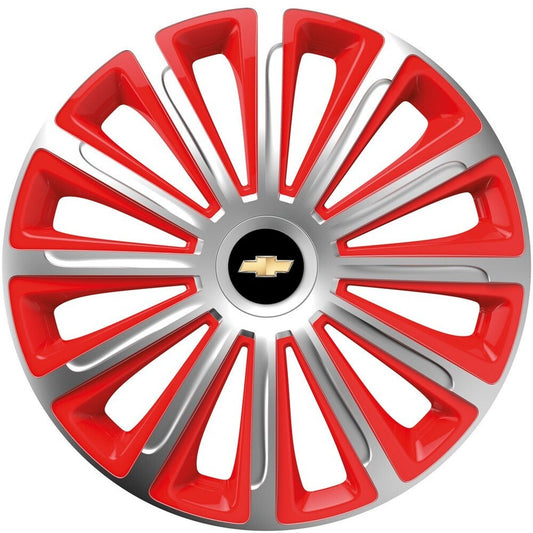 Set 4 capace roti 16 inchi (R16) compatibile CHEVROLET, Model Trend Argintiu-Rosu