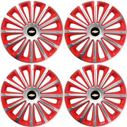 Set 4 capace roti 16 inchi (R16) compatibile CHEVROLET, Model Trend Argintiu-Rosu