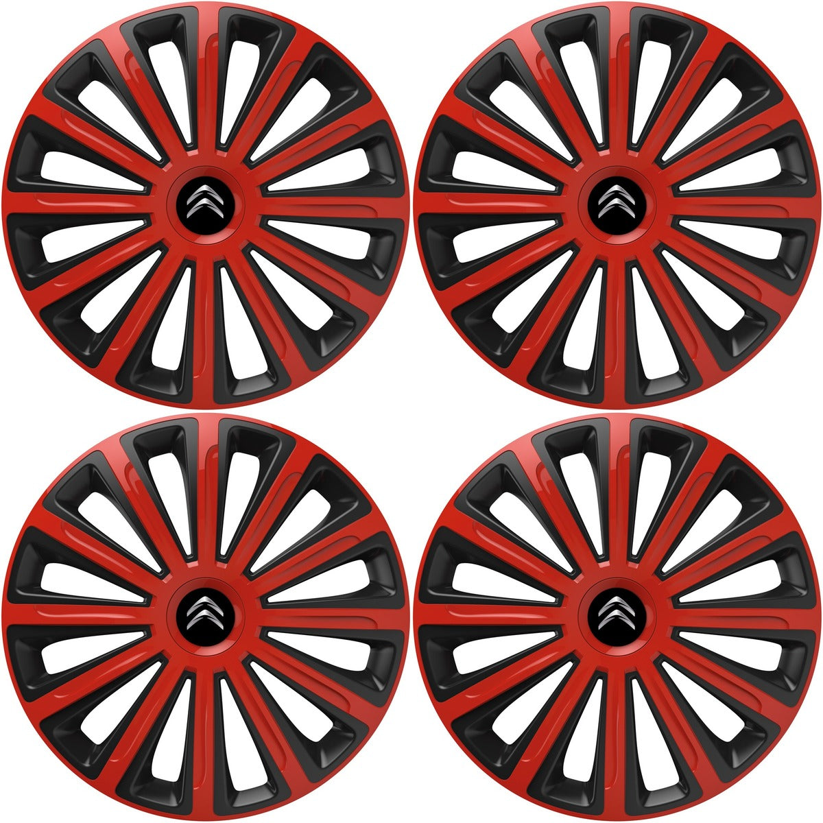 Set 4 capace roti 14 inchi (R14) compatibile CITROEN, Model Trend Rosu-Negru