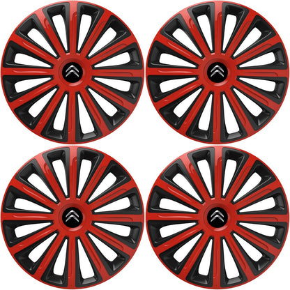 Set 4 capace roti 14 inchi (R14) compatibile CITROEN, Model Trend Rosu-Negru