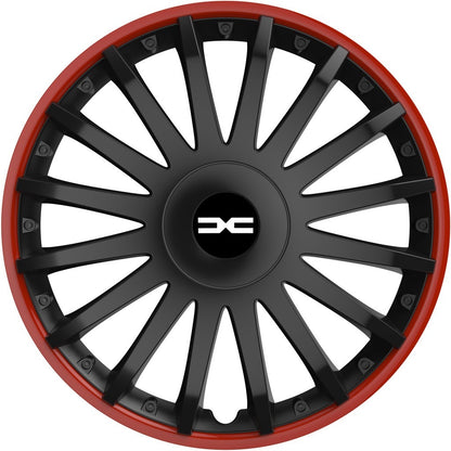 Set 4 capace roti 16 inchi (R16) compatibile DACIA, Model Kristal Negru-Rosu
