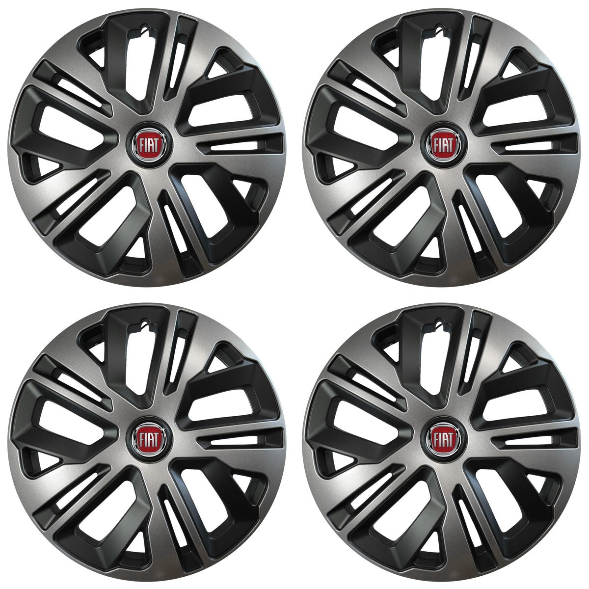 Set 4 capace roti 14 inchi (R14) compatibile FIAT, Model Raven Grafit