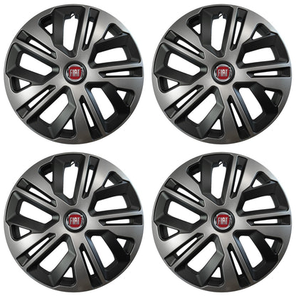 Set 4 capace roti 14 inchi (R14) compatibile FIAT, Model Raven Grafit