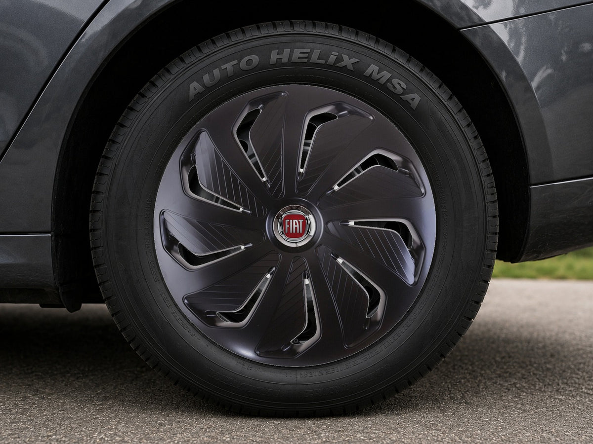 Set 4 capace roti 14 inchi (R14) compatibile FIAT, Model Wind Negru