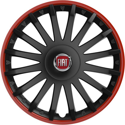 Set 4 capace roti 15 inchi (R15) compatibile FIAT, Model Kristal Negru-Rosu