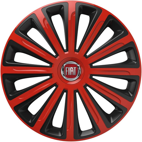 Set 4 capace roti 15 inchi (R15) compatibile FIAT, Model Trend Rosu-Negru