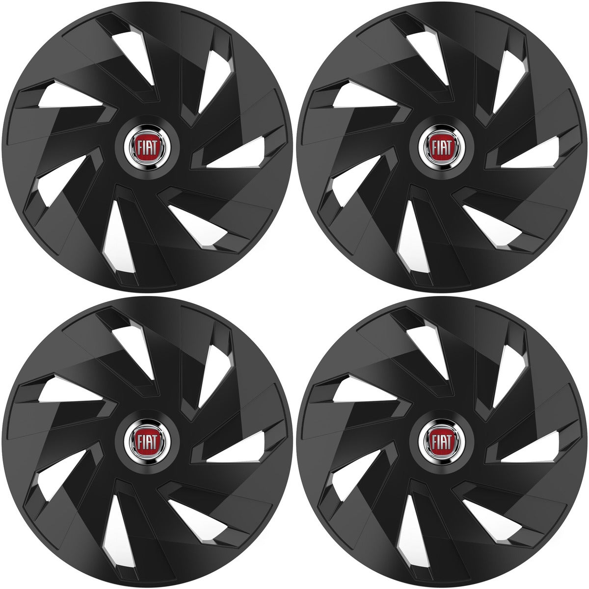 Set 4 capace roti 15 inchi (R15) compatibile FIAT, Model Vector Negru