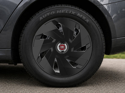 Set 4 capace roti 15 inchi (R15) compatibile FIAT, Model Vector Negru