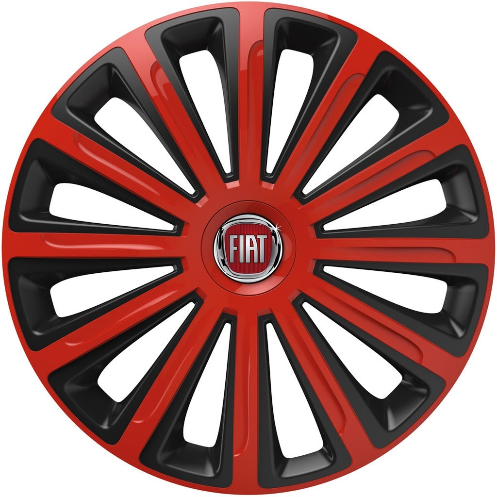 Set 4 capace roti 16 inchi (R16) compatibile FIAT, Model Trend Rosu-Negru