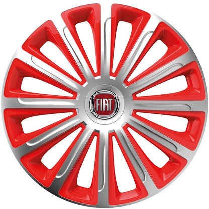 Set 4 capace roti 16 inchi (R16) compatibile FIAT, Model Trend Argintiu-Rosu