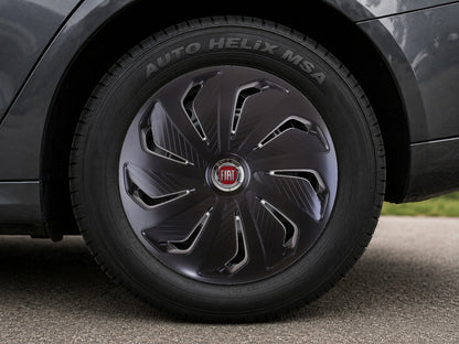 Set 4 capace roti 16 inchi (R16) compatibile FIAT, Model Wind Negru