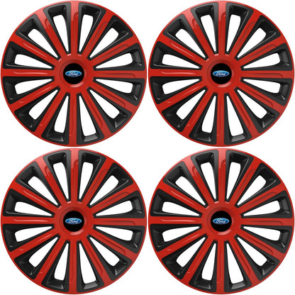 Set 4 capace roti 16 inchi (R16) compatibile FORD, Model Trend Rosu-Negru