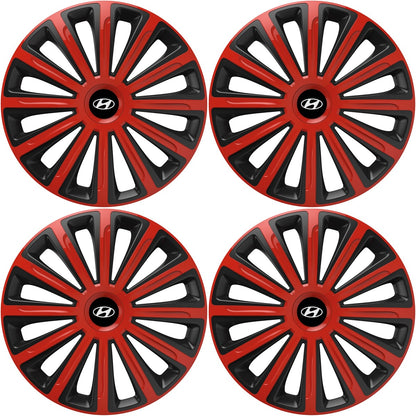 Set 4 capace roti 14 inchi (R14) compatibile HYUNDAI, Model Trend Rosu-Negru