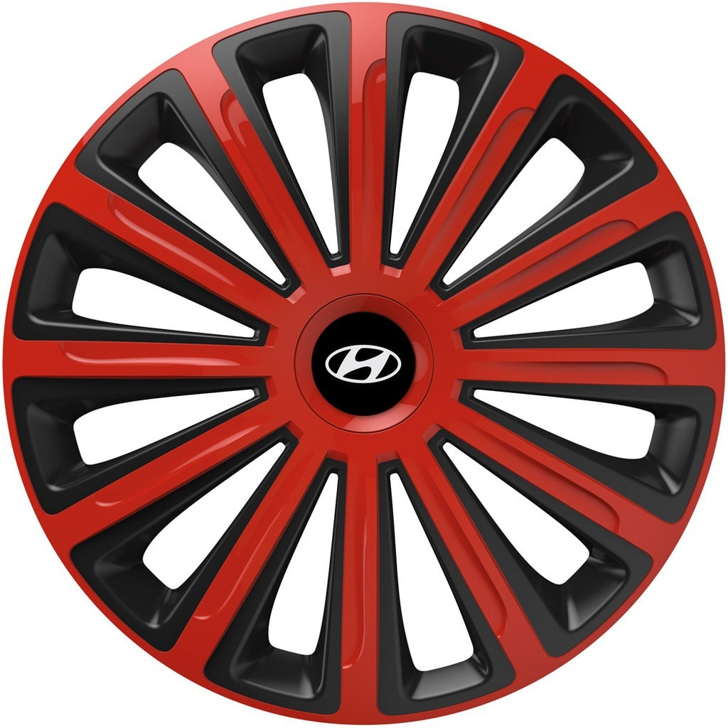 Set 4 capace roti 16 inchi (R16) compatibile HYUNDAI, Model Trend Rosu-Negru