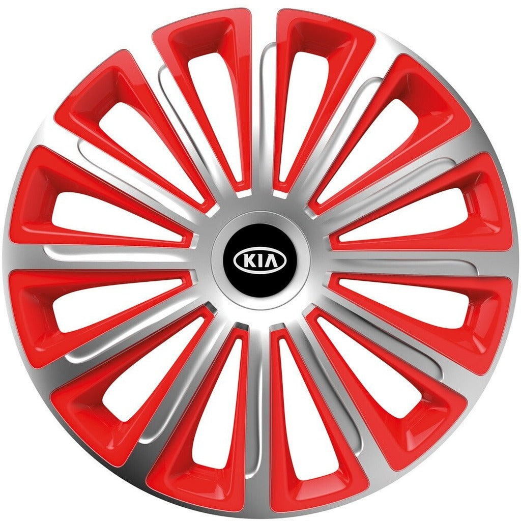 Set 4 capace roti 16 inchi (R16) compatibile KIA, Model Trend Argintiu-Rosu