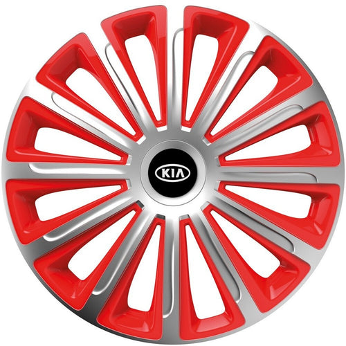 Set 4 capace roti 16 inchi (R16) compatibile KIA, Model Trend Argintiu-Rosu