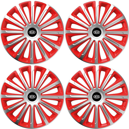 Set 4 capace roti 16 inchi (R16) compatibile KIA, Model Trend Argintiu-Rosu