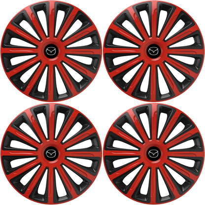 Set 4 capace roti 15 inchi (R15) compatibile MAZDA, Model Trend Rosu-Negru