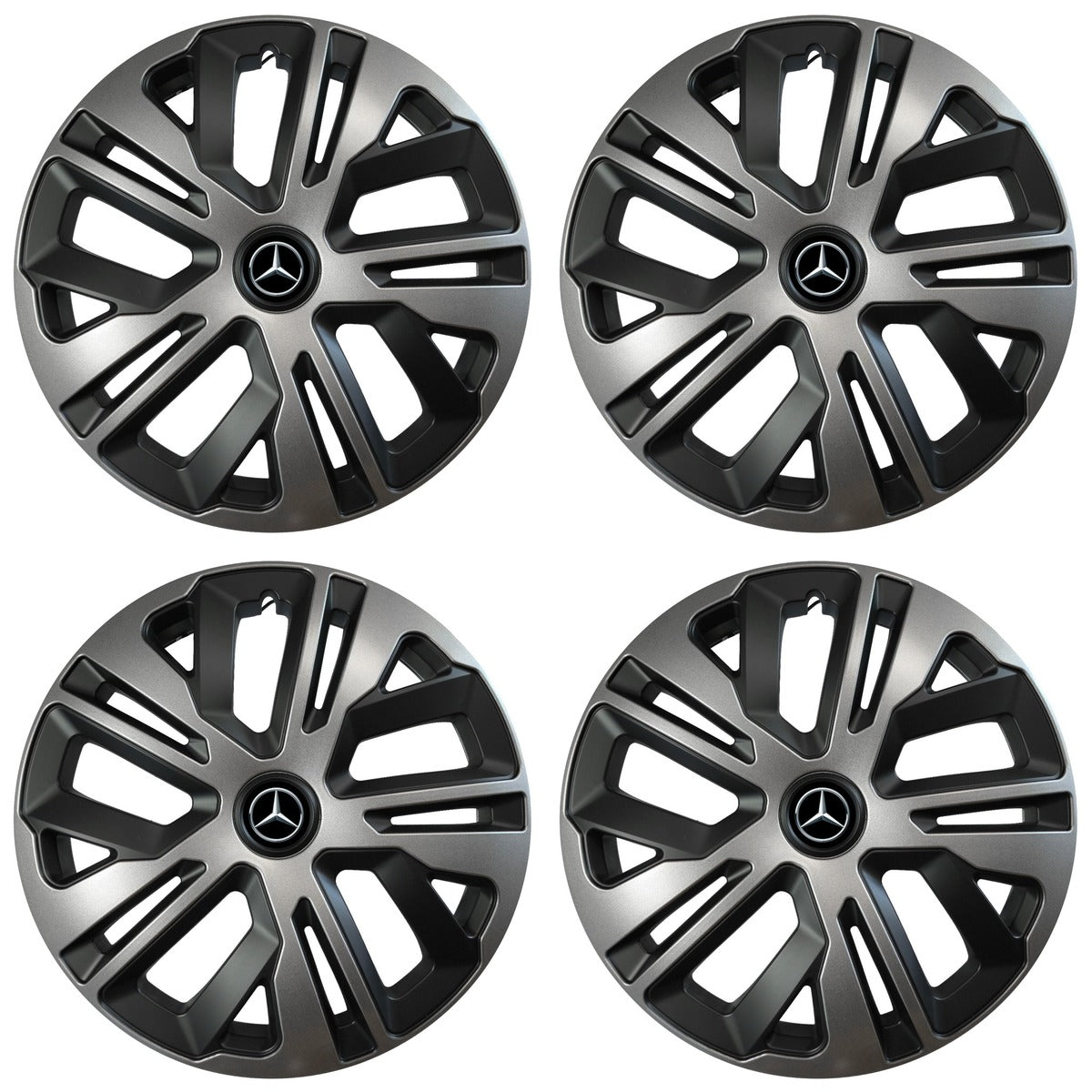 Set 4 capace roti 15 inchi (R15) compatibile MERCEDES, Model Raven Grafit