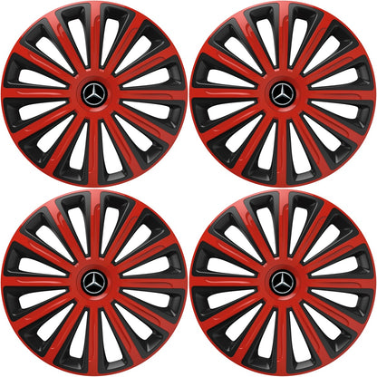 Set 4 capace roti 15 inchi (R15) compatibile MERCEDES, Model Trend Rosu-Negru