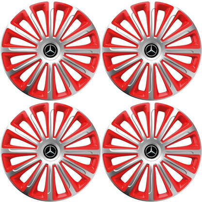 Set 4 capace roti 16 inchi (R16) compatibile MERCEDES, Model Trend Argintiu-Rosu