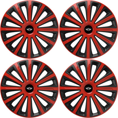 Set 4 capace roti 14 inchi (R14) compatibile MINI, Model Trend Rosu-Negru