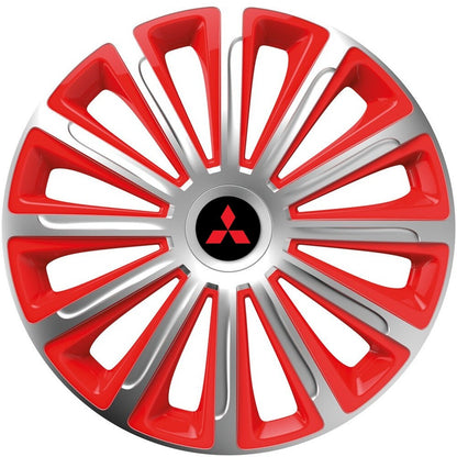 Set 4 capace roti 16 inchi (R16) compatibile MITSUBISHI, Model Trend Argintiu-Rosu