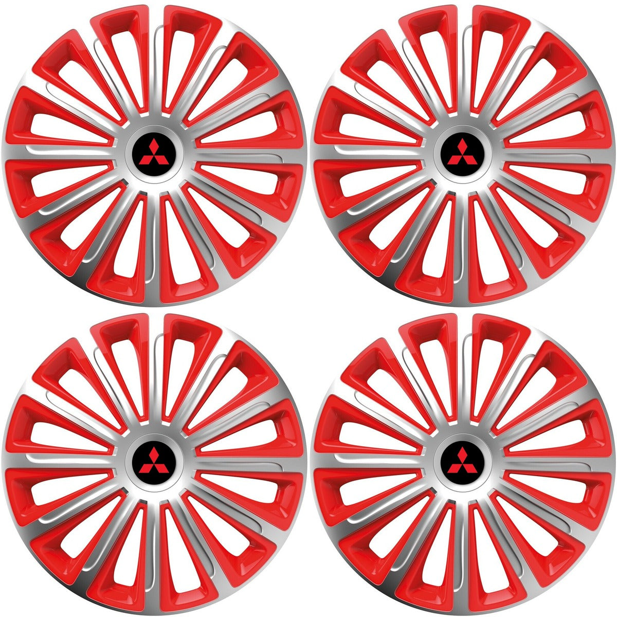 Set 4 capace roti 16 inchi (R16) compatibile MITSUBISHI, Model Trend Argintiu-Rosu