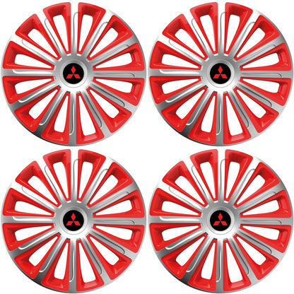 Set 4 capace roti 16 inchi (R16) compatibile MITSUBISHI, Model Trend Argintiu-Rosu