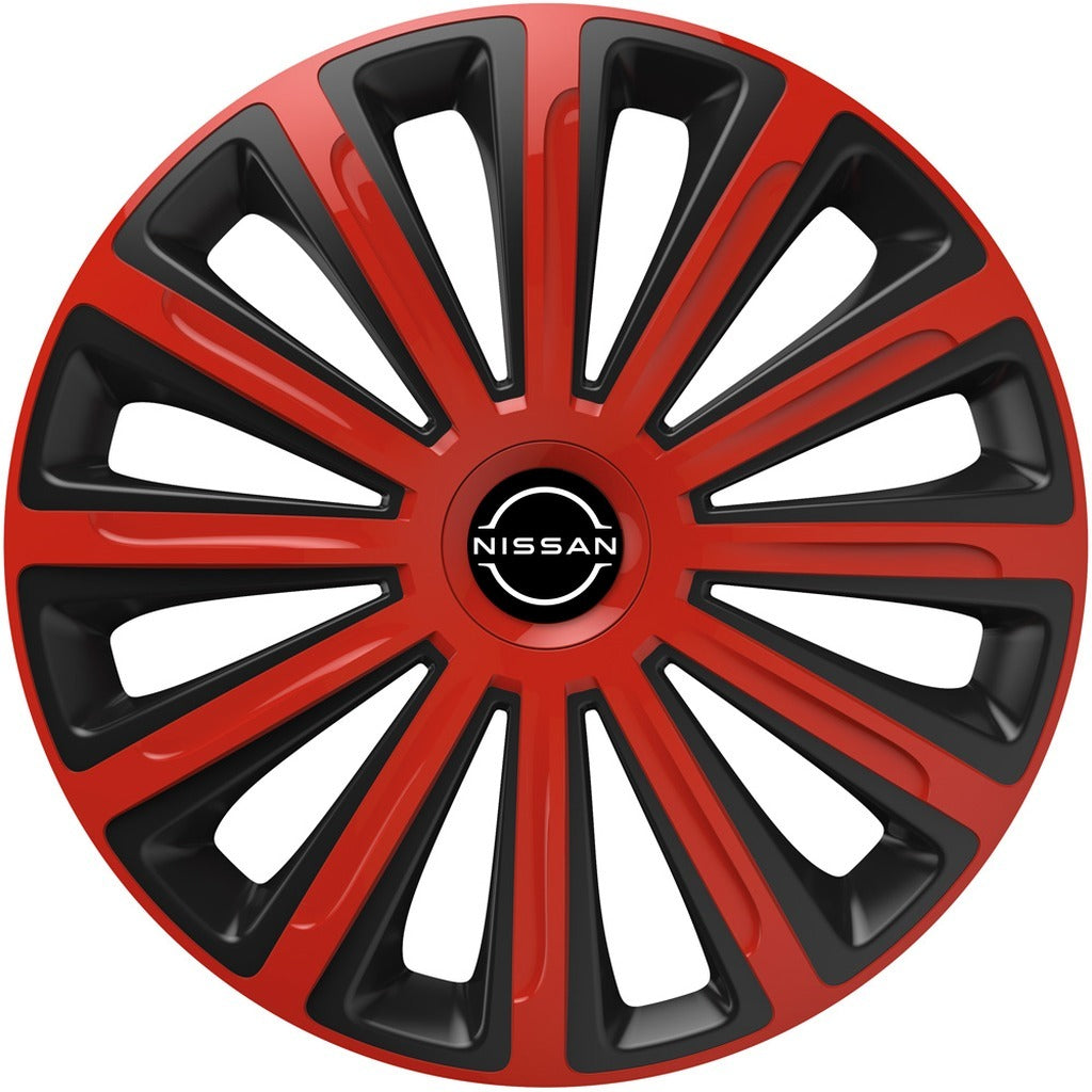 Set 4 capace roti 16 inchi (R16) compatibile NISSAN, Model Trend Rosu-Negru