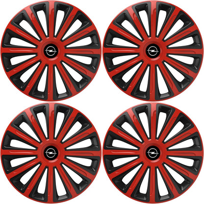 Set 4 capace roti 14 inchi (R14) compatibile OPEL, Model Trend Rosu-Negru