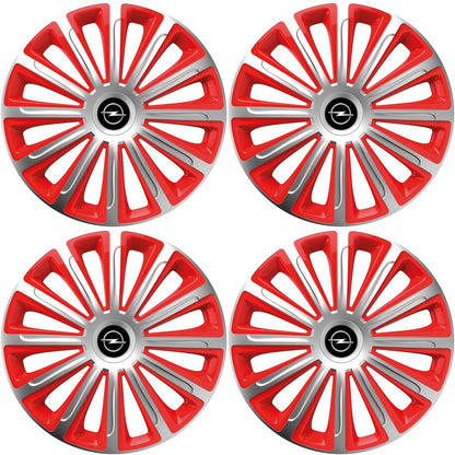 Set 4 capace roti 16 inchi (R16) compatibile OPEL, Model Trend Argintiu-Rosu
