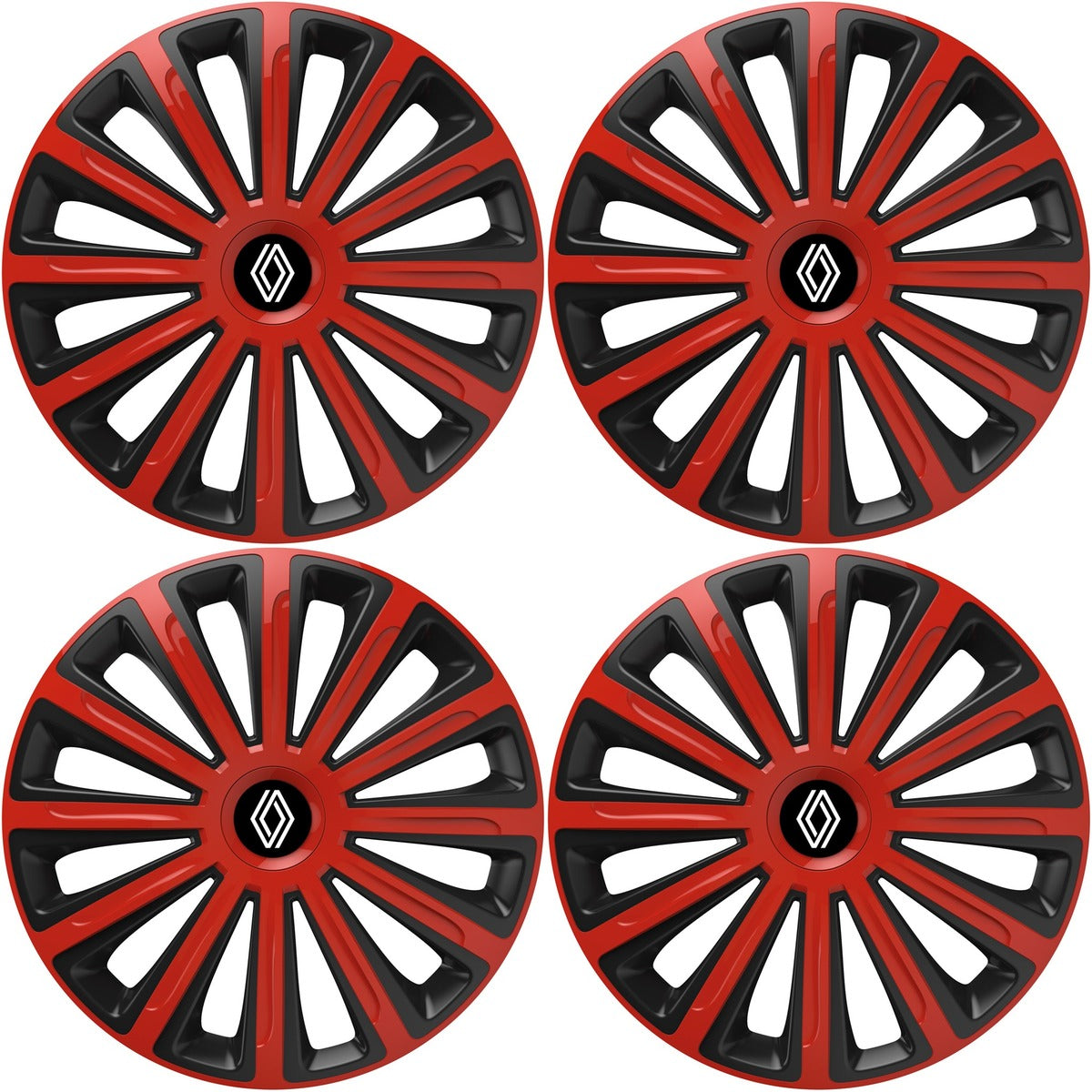 Set 4 capace roti 14 inchi (R14) compatibile RENAULT, Model Trend Rosu-Negru