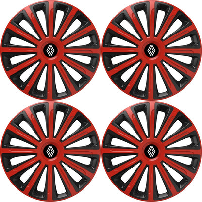 Set 4 capace roti 15 inchi (R15) compatibile RENAULT, Model Trend Rosu-Negru