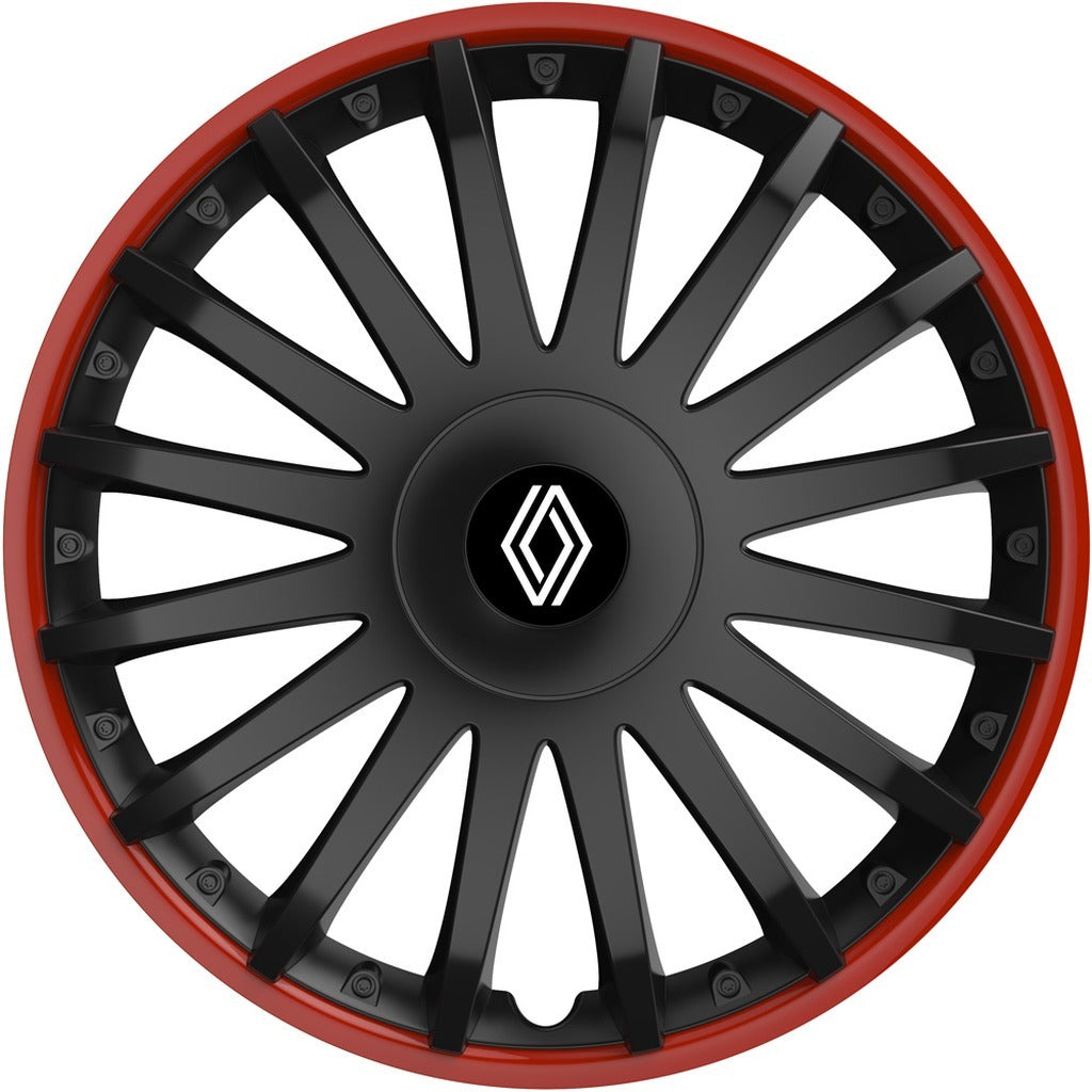 Set 4 capace roti 16 inchi (R16) compatibile RENAULT, Model Kristal Negru-Rosu