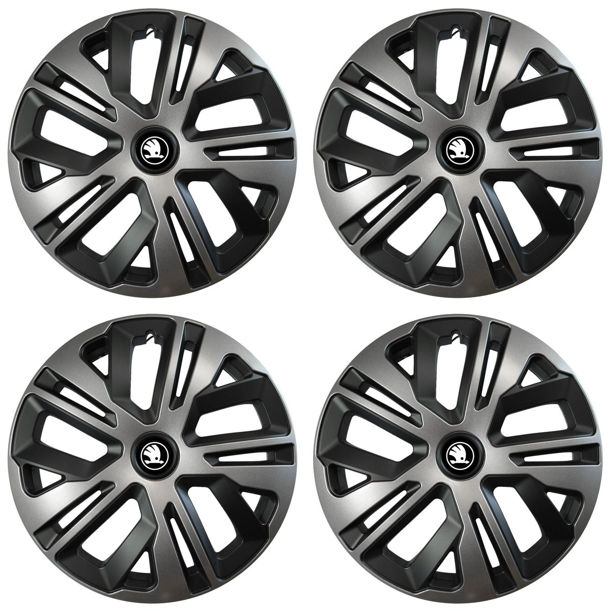 Set 4 capace roti 14 inchi (R14) compatibile SKODA, Model Raven Grafit