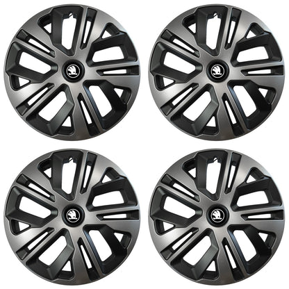 Set 4 capace roti 14 inchi (R14) compatibile SKODA, Model Raven Grafit