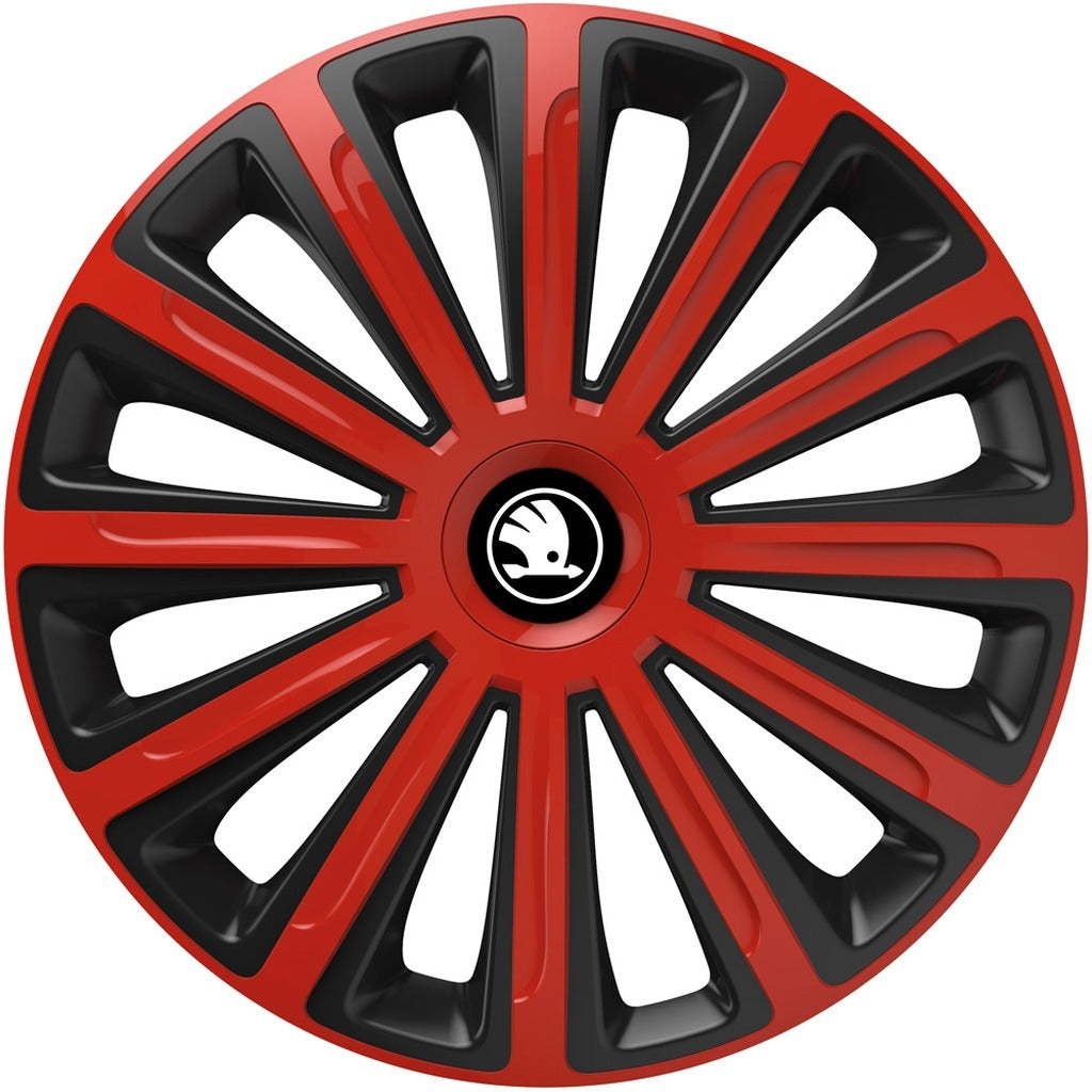 Set 4 capace roti 16 inchi (R16) compatibile SKODA, Model Trend Rosu-Negru