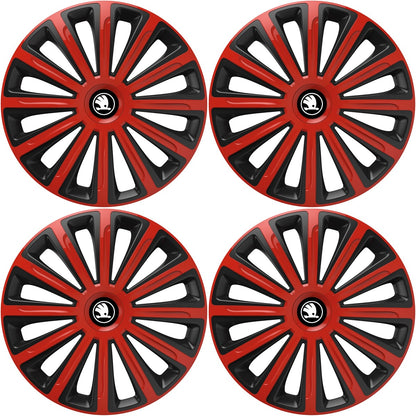 Set 4 capace roti 16 inchi (R16) compatibile SKODA, Model Trend Rosu-Negru