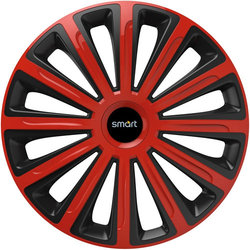 Set 4 capace roti 14 inchi (R14) compatibile SMART, Model Trend Rosu-Negru
