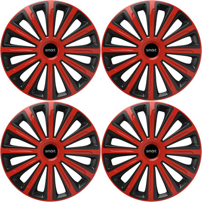 Set 4 capace roti 15 inchi (R15) compatibile SMART, Model Trend Rosu-Negru