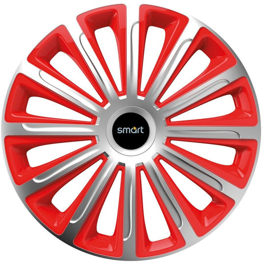 Set 4 capace roti 16 inchi (R16) compatibile SMART, Model Trend Argintiu-Rosu