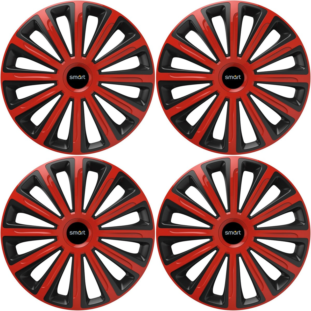 Set 4 capace roti 16 inchi (R16) compatibile SMART, Model Trend Rosu-Negru