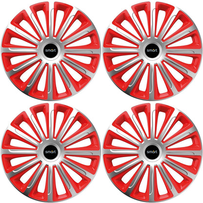 Set 4 capace roti 16 inchi (R16) compatibile SMART, Model Trend Argintiu-Rosu