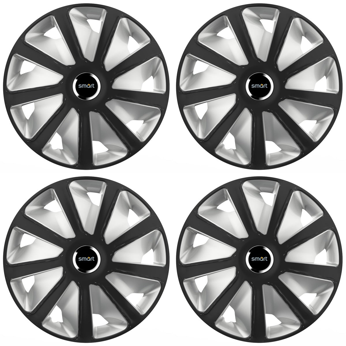 Set 4 capace roti 16 inchi (R16) compatibile SMART, Model Van Negru-Gri