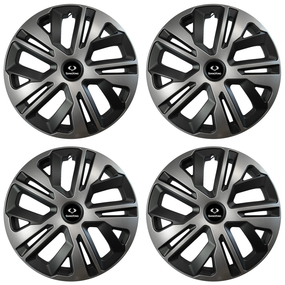 Set 4 capace roti 15 inchi (R15) compatibile SSANGYONG, Model Raven Grafit